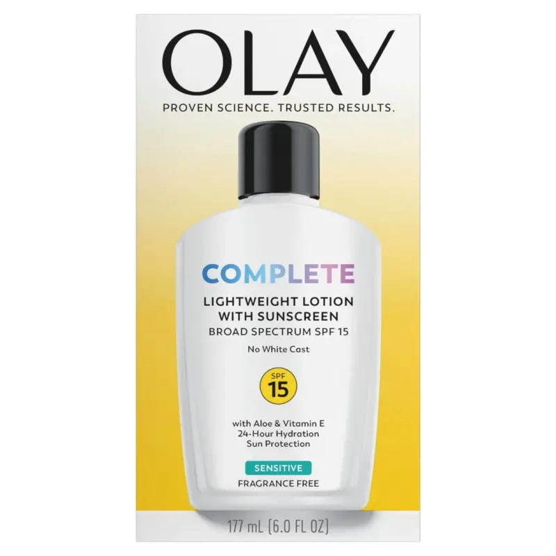 Olay Skin Care Complete Daily Facial Moisturizer for Sensitive Skin, SPF 15 Sun Protection, 6 oz - 10