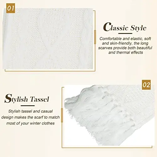 Hat Gloves Scarf Set for Women, Winter Beanie Warm Knit Pom Hat Touch Screen Glove Long Scarf 3pcs Winter Gift Set for Women - 5