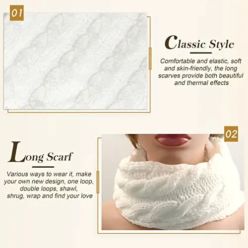 Hat Gloves Scarf Set for Women, Winter Beanie Warm Knit Pom Hat Touch Screen Glove Long Scarf 3pcs Winter Gift Set for Women - 5