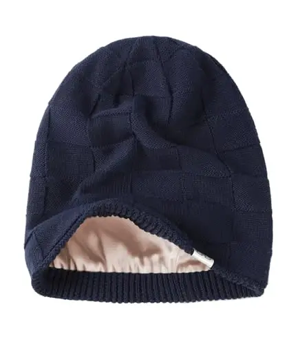 Hat Hut Ayollar Beanie Atlas Astarli Beanie Ayollar va Erkaklar uchun Qishki Shlyapalar, Ipak Astarli Yumshoq Issiq Slouchy Beanie Shlyapalar Unisex Ski Shlyapasi 