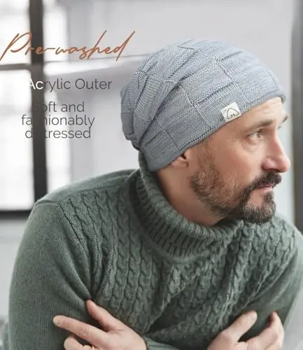 Hat Hut Ayollar Beanie Saten Astarlı Beanie Ayollar va Erkaklar uchun Qishki Shlyapalar, Ipak Astarlı Yumshoq Qishki Shlyapalar Yumshoq Issiq chang'i Shlyapasi Uniseks - 6