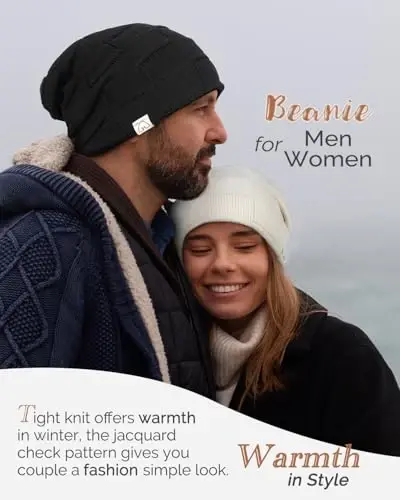 Hat Hut Ayollar Shapka Atlas Astarli Shapka Ayollar va Erkaklar uchun Qishki Shapka, Ipak Astarli Yumshoq Issiq Slouchy Shapka Uniseks - 4