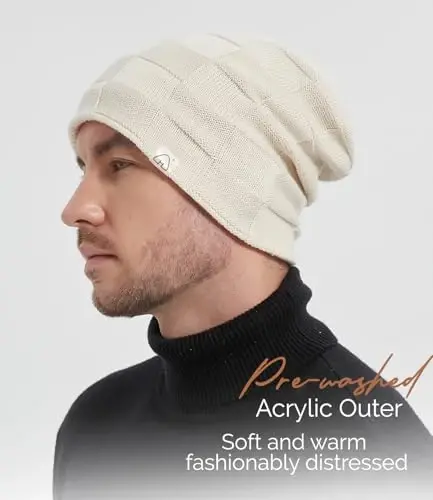 Hat Hut Womens Beanie Satin Lined Beanie Winter Hats for Women Men, Silk Lined Slouchy Beanie Hats Soft Warm Ski Hat Unisex - 2