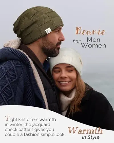 Hat Hut Womens Beanie Satin Lined Beanie Winter Hats for Women Men, Silk Lined Slouchy Beanie Hats Soft Warm Ski Hat Unisex - 4