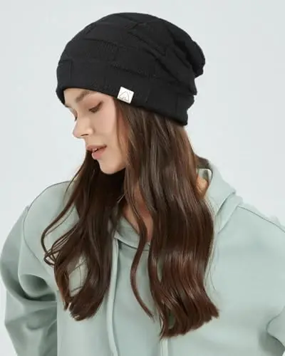 Hat Hut Womens Beanie Satin Lined Beanie Winter Hats for Women Men, Silk Lined Slouchy Beanie Hats Soft Warm Ski Hat Unisex - 6