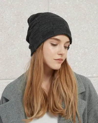 Hat Hut Womens Beanie Satin Lined Beanie Winter Hats for Women Men, Silk Lined Slouchy Beanie Hats Soft Warm Ski Hat Unisex - 6