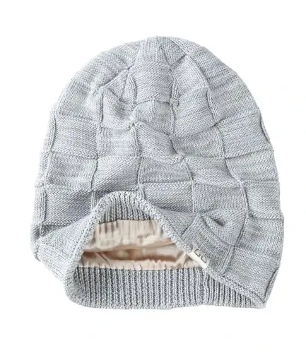 Hat Hut Womens Beanie Satin Lined Beanie Winter Hats for Women Men, Silk Lined Slouchy Beanie Hats Soft Warm Ski Hat Unisex 
