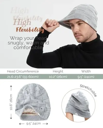 Hat Hut Womens Beanie Satin Lined Beanie Winter Hats for Women Men, Silk Lined Slouchy Beanie Hats Soft Warm Ski Hat Unisex - 5