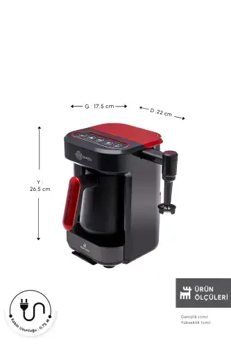 Hatır Barista Cappuccino and Turkish Coffee Machine 5 Cups Capacity Imperial Red - KARACA (1)