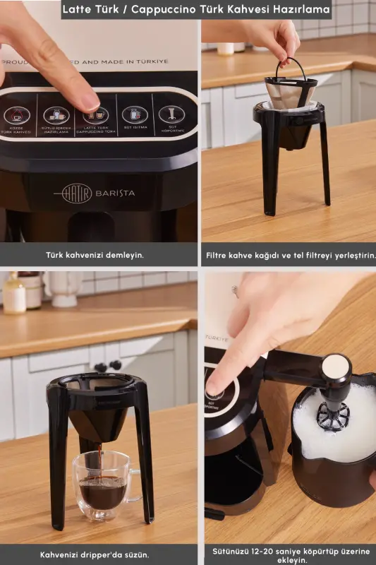 Hatır Barista Cappuccino and Turkish Coffee Machine Cream - Cream - 5