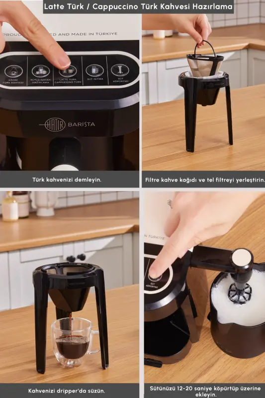 Hatır Barista Cappuccino va Turk Kahve Makinesi Pearl White-İnci - 5