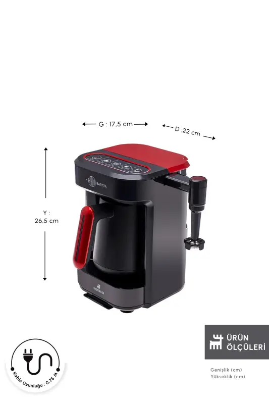 Hatır Barista Cappuccino ve Türk Kahve Makinesi İmperial Red - Kırmızı - 2