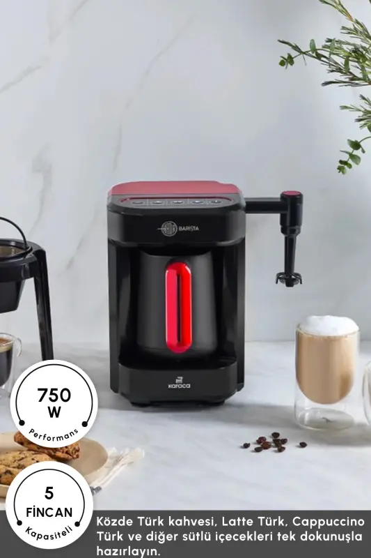 Hatır Barista Cappuccino ve Türk Kahve Makinesi İmperial Red - Kırmızı - 3
