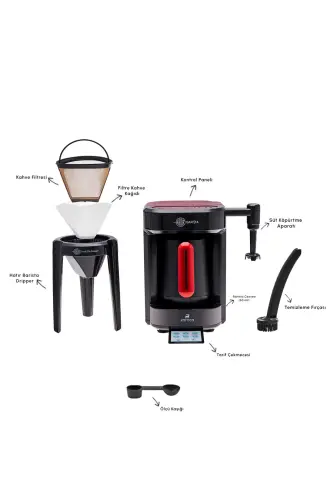 Hatır Barista Cappuccino ve Türk Kahve Makinesi İmperial Red - Kırmızı - 4