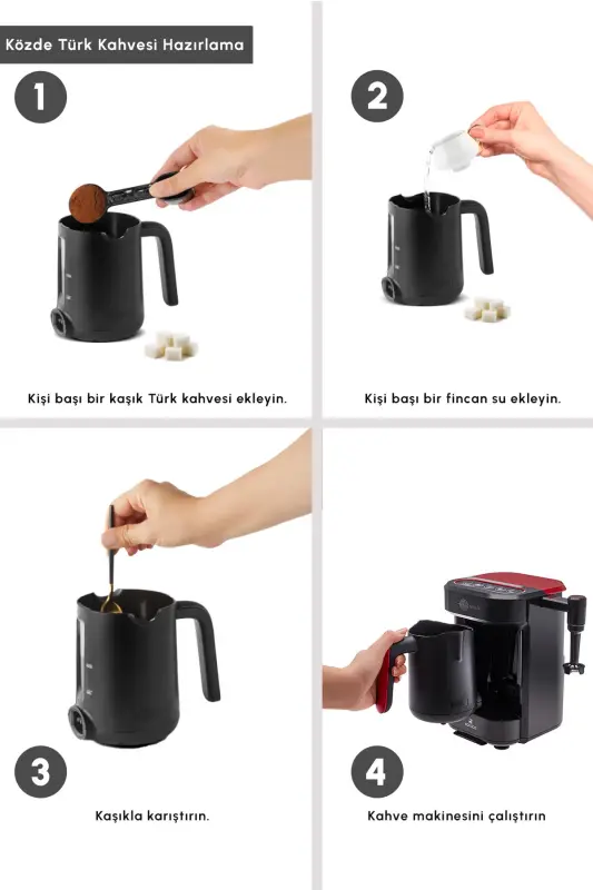 Hatır Barista Cappuccino ve Türk Kahve Makinesi İmperial Red - Kırmızı - 6