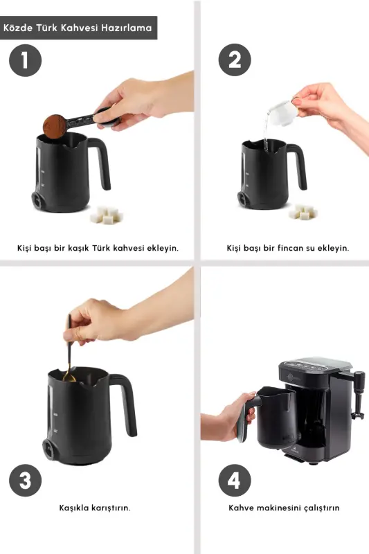 Hatır Barista Cappuccino ve Türk Kahve Makinesi Antrasit-Antrasit - 6