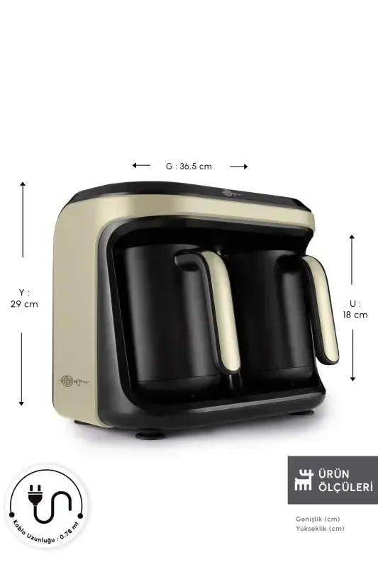 Hatır Hüp Düet Aroma İkili Türk Kahve Makinesi Krem 10 Fincan Kapasiteli-Krem - 2