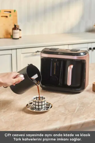 Hatır Hüp Düet Aroma İkili Türk Kahve Makinesi Rosegold 10 Fincan Kapasiteli-Rosegold - 4