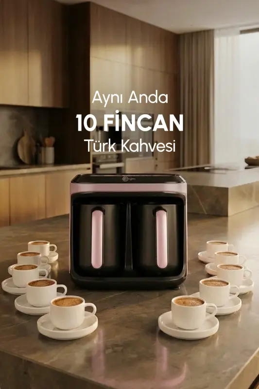 Hatır Hüp Düet Aroma İkili Türk Kahve Makinesi Rosegold 10 Fincan Kapasiteli-Rosegold - 9