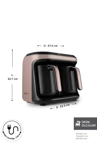 Hatır Hüp Düet Aroma İkili Türk Kahve Makinesi Rosegold 10 Fincan Kapasiteli - Rosegold - 2