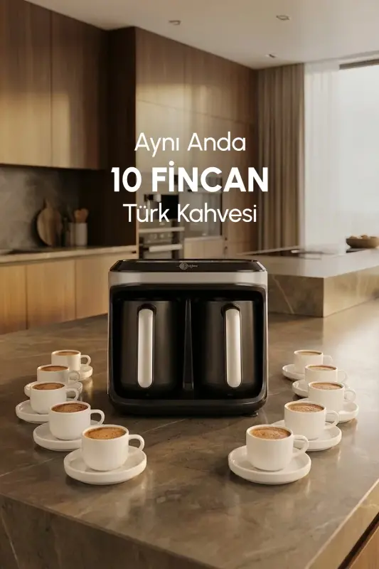 Hatır Hüp Düet 10 Fincan Kapasiteli Bol Köpüklü Aromalı, Közde ve Türk Kahve Makinesi Uzay Gr-Space Gray - 5