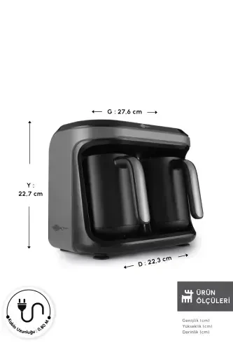 Hatır Hüp Düet İkili Aroma Türk Kahve Makinesi 10 Fincan Kapasiteli Space Gray-Space Gray - Modazone (1)