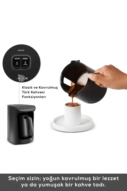 Hatır Közde Türk Kahvesi va Türk Kahve Makinesi Shiny Black 5 Fincan Kapasiteli Bol Ko'pikli-Yorqin Qora - 5