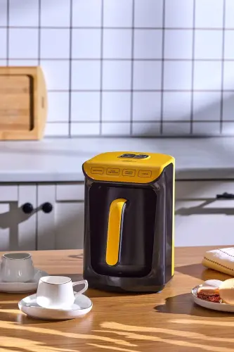 Hatır Közde Türk Kahvesi ve Türk Kahve Makinesi Pineapple Yellow 5 Fincan Kapasiteli Bol Köpüklü - Sarı 