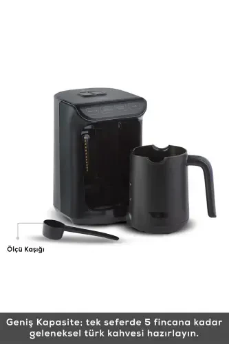 Hatır Közde Türk Kahvesi ve Türk Kahve Makinesi Shiny Black 5 Fincan Kapasiteli Bol Köpüklü-Parlak Siyah - 3