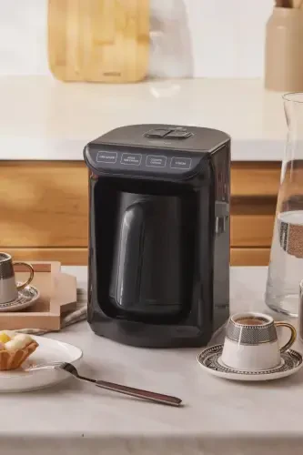 Hatır Közde Türk Kahvesi ve Türk Kahve Makinesi Shiny Black 5 Fincan Kapasiteli Bol Köpüklü-Parlak Siyah - 8