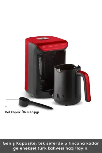 Hatır Közde Turkish Coffee and Turkish Coffee Machine Red 5 Cup Capacity with Plenty of Foam-Red - 4