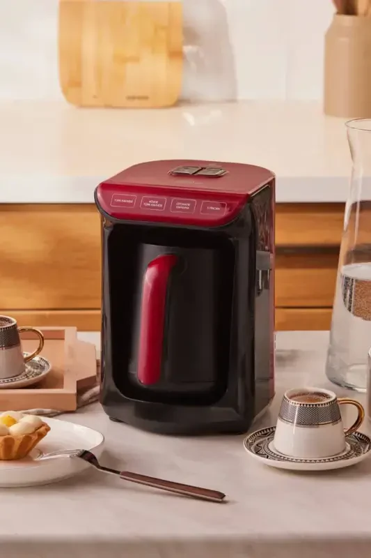 Hatır Közde Turkish Coffee and Turkish Coffee Machine Red 5 Cup Capacity with Plenty of Foam-Red - 7