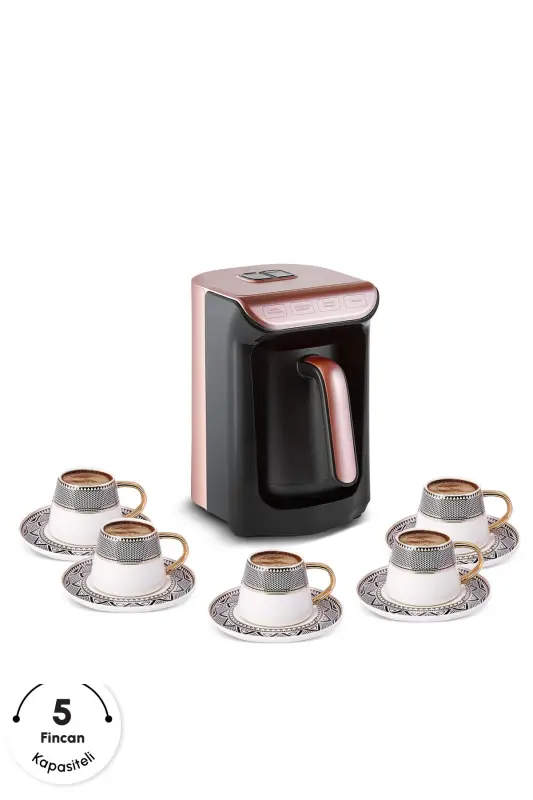 Hatır Közde Turkish Coffee and Turkish Coffee Machine Roseberry 5 Cups Capacity Foamy-roseberry - 2