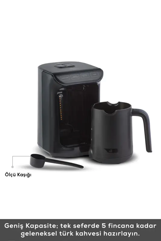 Hatır Közde Turkish Coffee and Turkish Coffee Machine Shiny Black 5 Cup Capacity Plenty of Foam-Shiny Black - 3