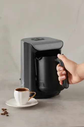 Hatır Közde Turkish Coffee and Turkish Coffee Machine Space Gray 5 Cup Capacity Rich Foamy-Black - KARACA (1)