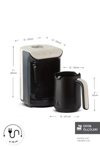 Hatır Közde Turkish Coffee and Turkish Coffee Maker Cream 5 Cups Capacity with Plenty of Foam-Cream - 1