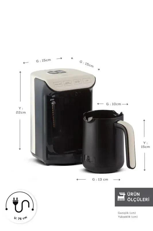 Hatır Közde Turkish Coffee and Turkish Coffee Maker Cream 5 Cups Capacity with Plenty of Foam-Cream - 1