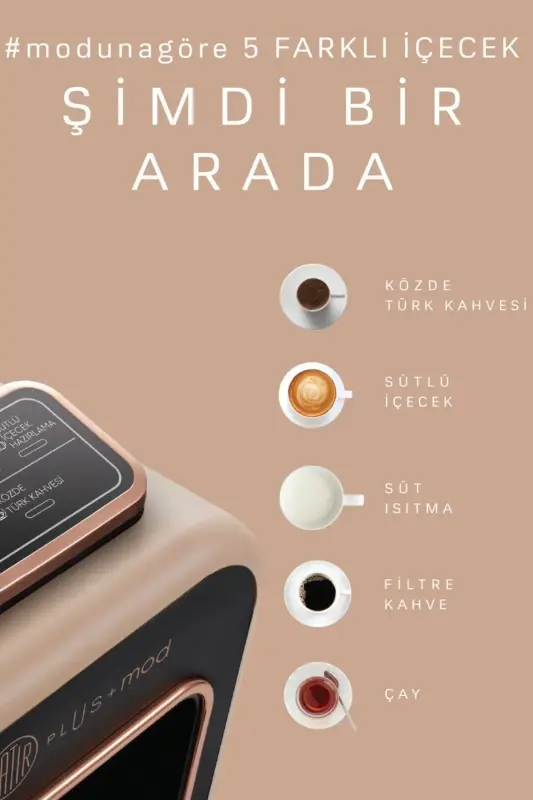 Hatır Plus Mod 5 In 1 Konuşan Kahve Ve Çay Makinesi Rosie Brown-Rose - 3