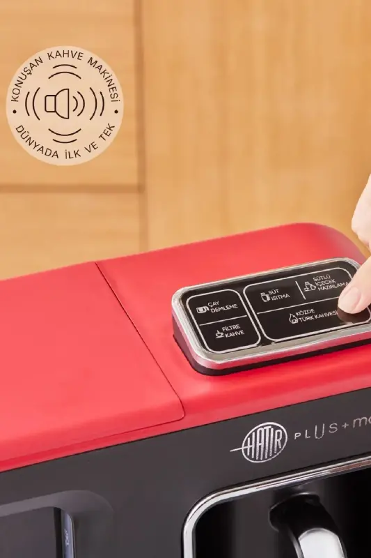 Hatır Plus Mod 5 In 1 Konuşan Türk Kahve Makinesi Kırmızı-Kırmızı - 3