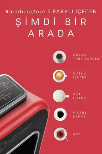Hatır Plus Mod 5 In 1 Konuşan Türk Kahve Makinesi Kırmızı-Kırmızı - 4