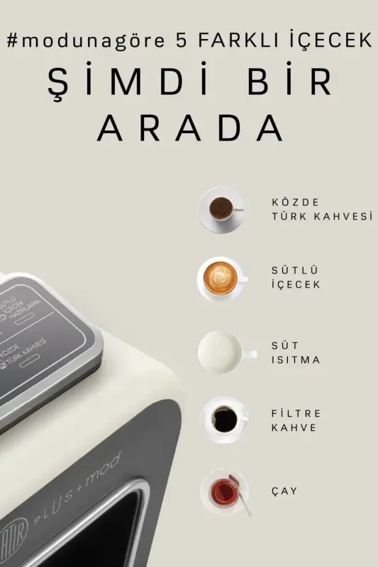 Hatır Plus Mod 5 In 1 Konuşan Kahve Ve Çay Makinesi Krem-Krem - 3