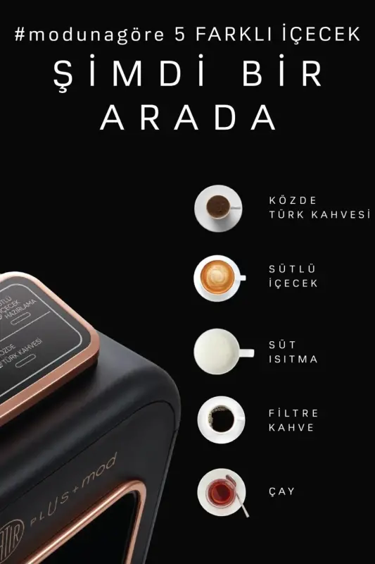 Hatır Plus Mod 5 In 1 Konuşan Kahve Ve Çay Makinesi Black Copper-Siyah - 3