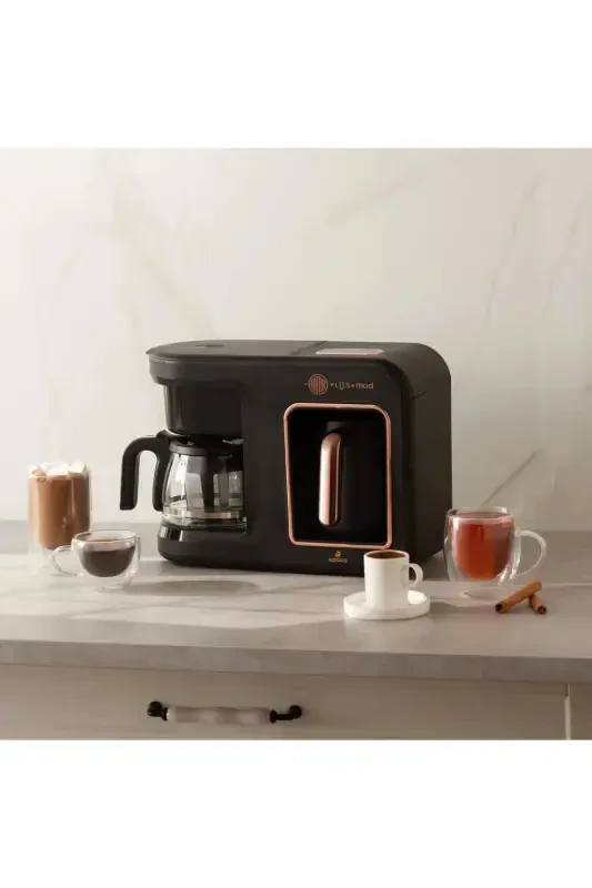 Hatır Plus Mod 5'i 1 Essentıal Arada, 750 ml Tee/filterkaffee & Türk Kaffeemaschine Siyah Bakır-Black Copper - KARACA