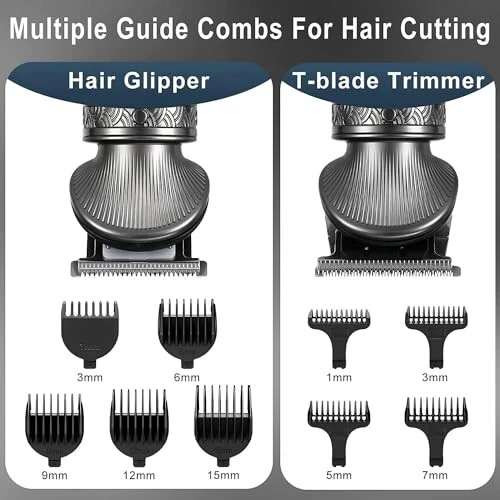 Hatteker Beard Trimmer Kit for Men Professional Hair Clipper Trimmer T-Blade Trimmer Nose Trimmer Beard Hair Shaver Nose Trimmer Hair Cuttint Kit Body Grooming Kit Cordless 6 in 1 - 4