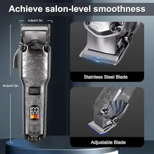 Hatteker erkaklar uchun professional soch kesgich Soqol Trimmer Clippers va Trimmer to'plami Suv o'tkazmaydigan T-Blade Trimmer Simsiz Parvarishlash to'plami Burun Tana Soch Trimmer Sartarosh Clippers Soch kesish to'plami - 2