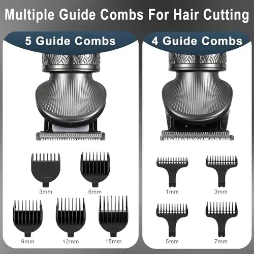 Hatteker Beard Trimmer Kit for Men Professional Hair Clipper T-Blade Beard Hair Shaver Nose Trimmer Hair Cutting Kit Body Grooming Kit Cordless 6 in 1 - 4