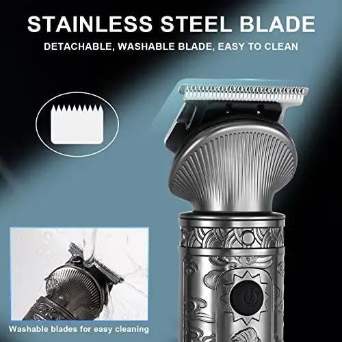 Hatteker Beard Trimmer Kit for Men Professional Hair Clipper T-Blade Beard Hair Shaver Nose Trimmer Hair Cutting Kit Body Grooming Kit Cordless 6 in 1 - 5