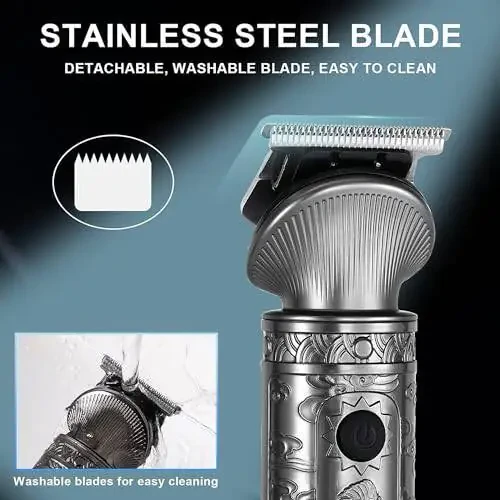 Hatteker Beard Trimmer Kit for Men Professional Hair Clipper T-Blade Beard Hair Shaver Nose Trimmer Hair Cutting Kit Body Grooming Kit Cordless 6 in 1 - 5