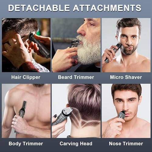 Hatteker Beard Trimmer Kit for Men Professional Hair Clipper T-Blade Beard Hair Shaver Nose Trimmer Hair Cutting Kit Body Grooming Kit Cordless 6 in 1 - 3