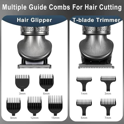 Hatteker Beard Trimmer Kit for Men Professional Hair Clipper T-Blade Beard Hair Shaver Nose Trimmer Hair Cutting Kit Body Grooming Kit Cordless 6 in 1 - 4